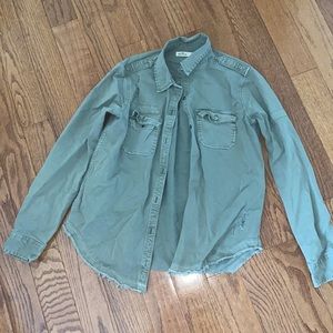 Hollister Army Green Button Up Top